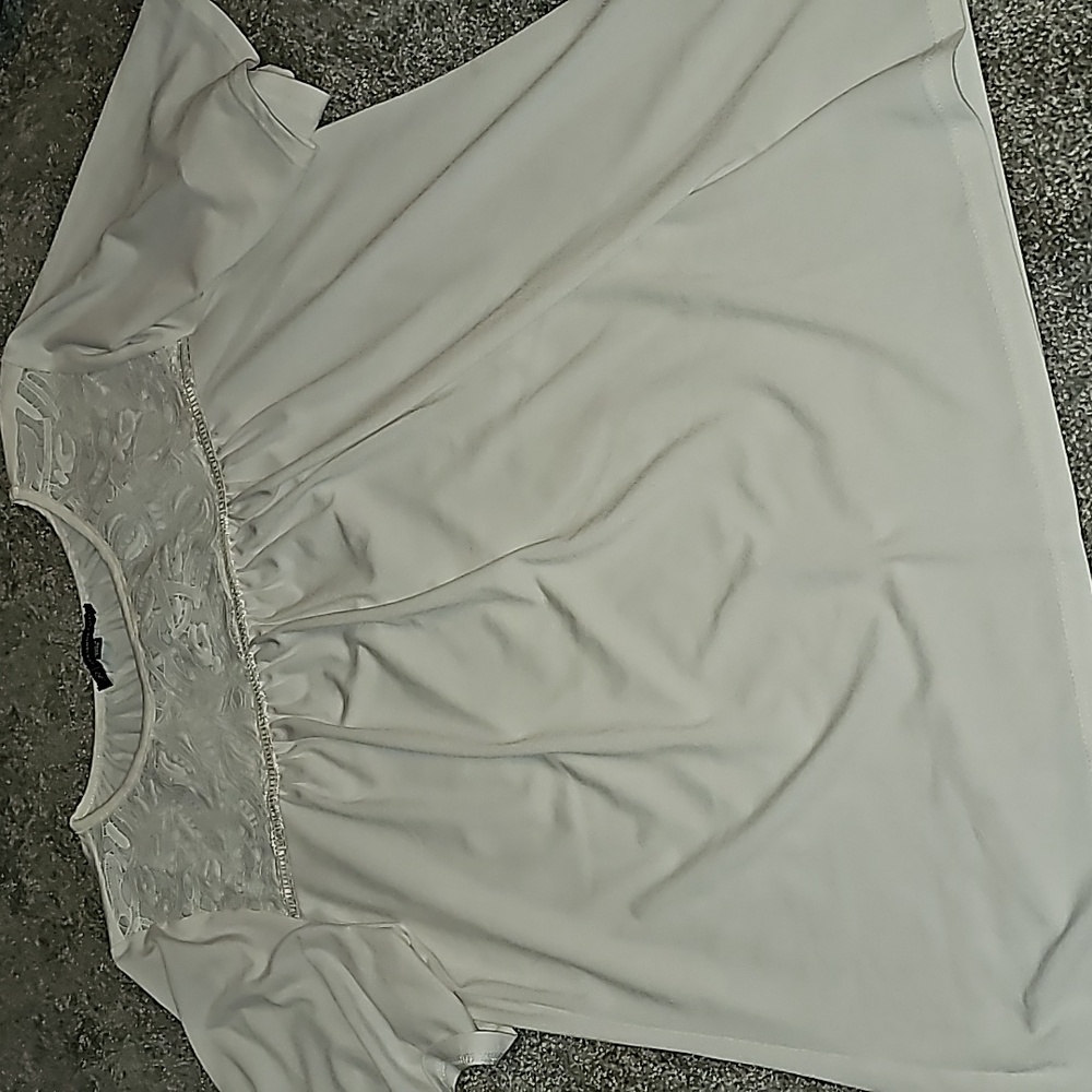 White Blouse With Lace Detail #N